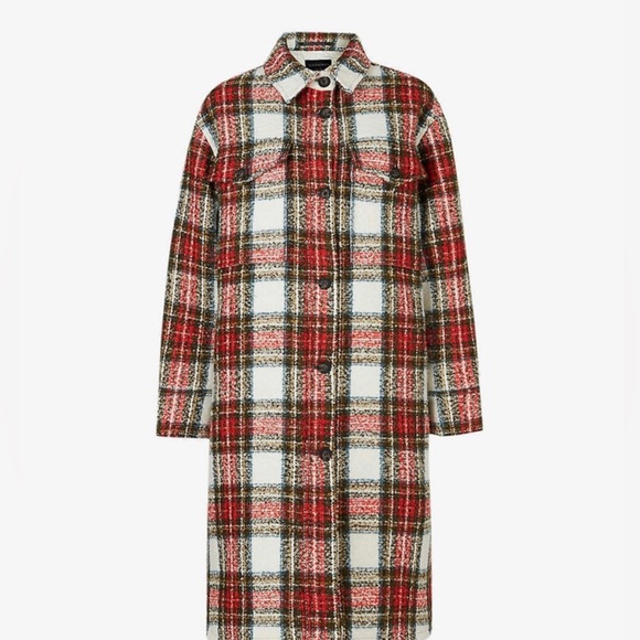NWT AllSaints Nia Wool Blend Check Coat size 10 - Picture 4 of 11